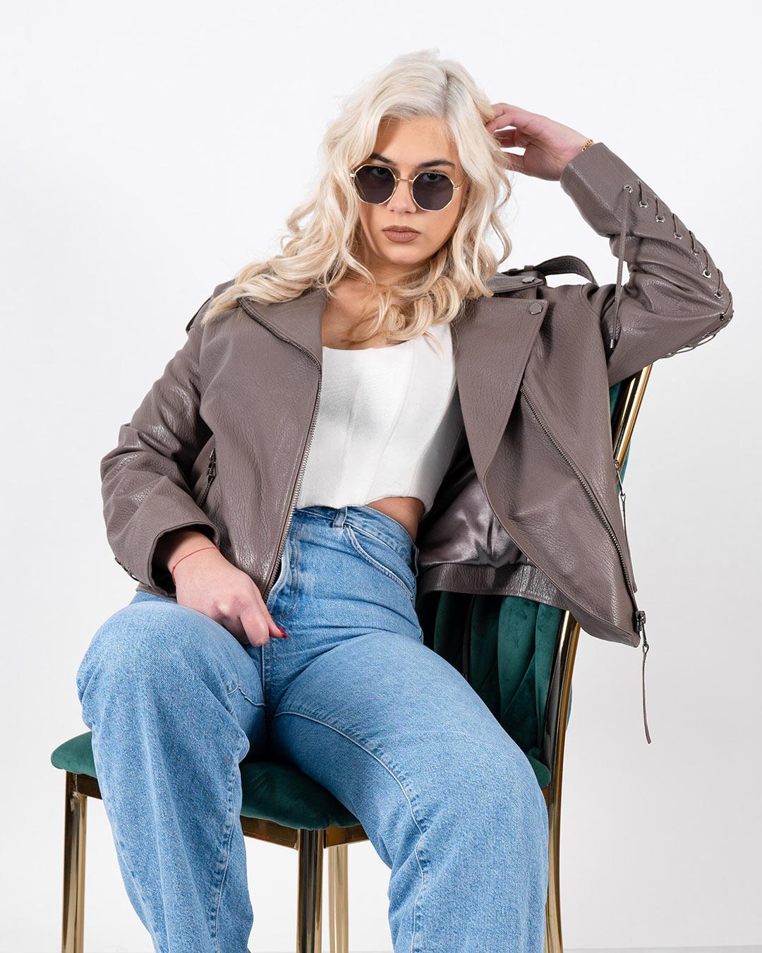 BRACA PREMIUM Ženska kožna jakna BC-160, Siva