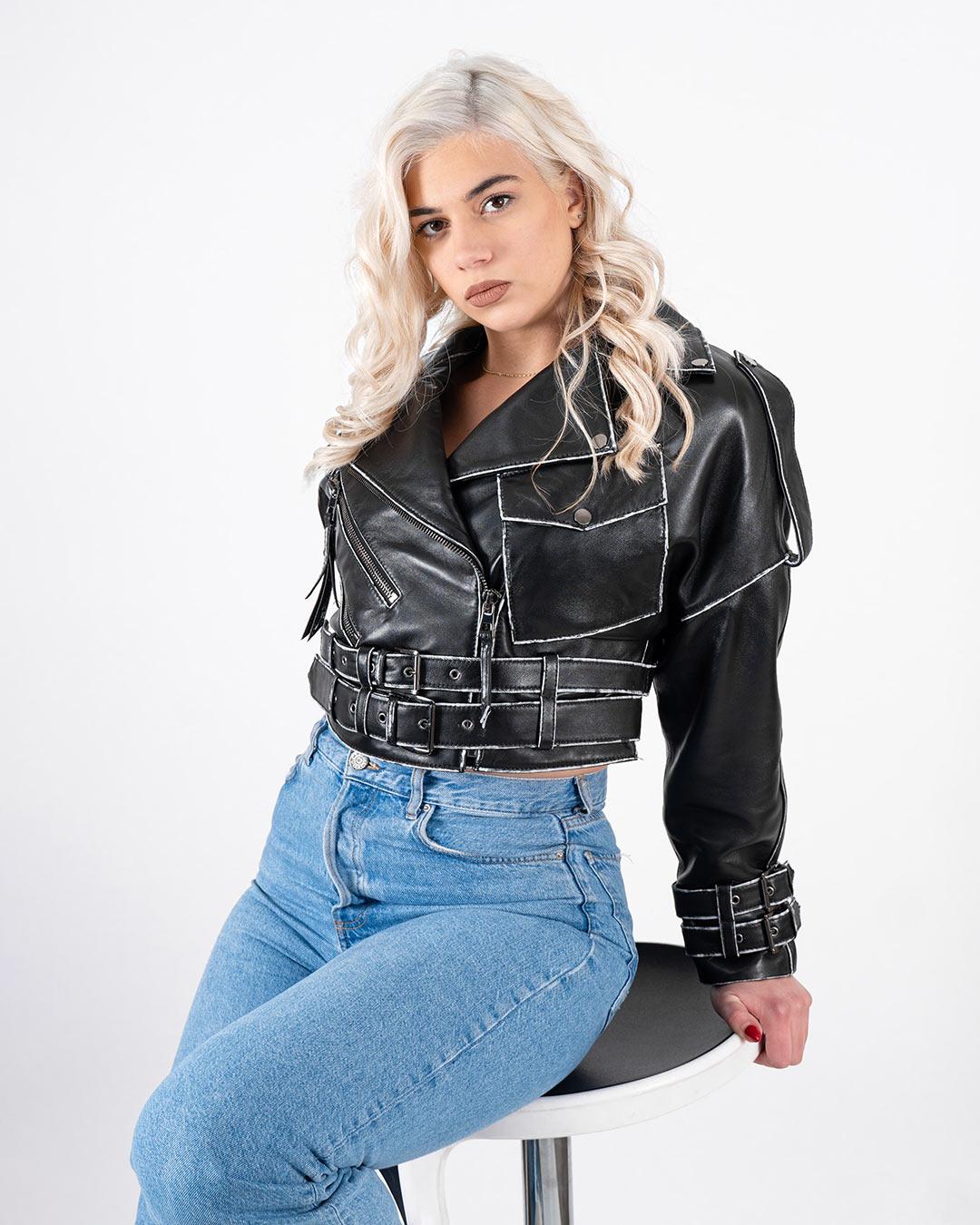 MARIO ZENETTI Ženska kožna jakna Bianca, Crna