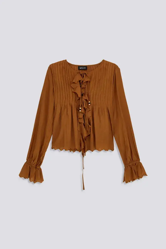 Gas Ženska bluza B1480, Okrugli izrez,Braon