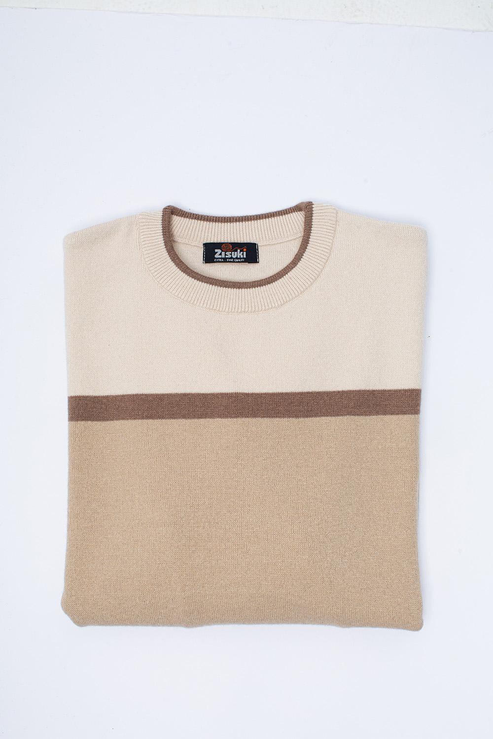 Zisuki Muški pulover, Okrugli izrez, Krem