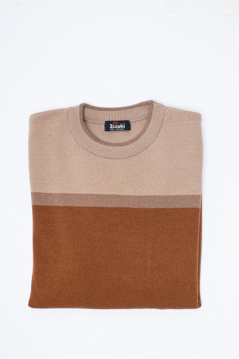 Zisuki Muški pulover, Okrugli izrez, Braon