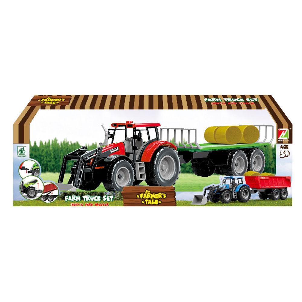 Igračka za dečake Traktor sa namenskom kašikom i prikolicom za bale sena