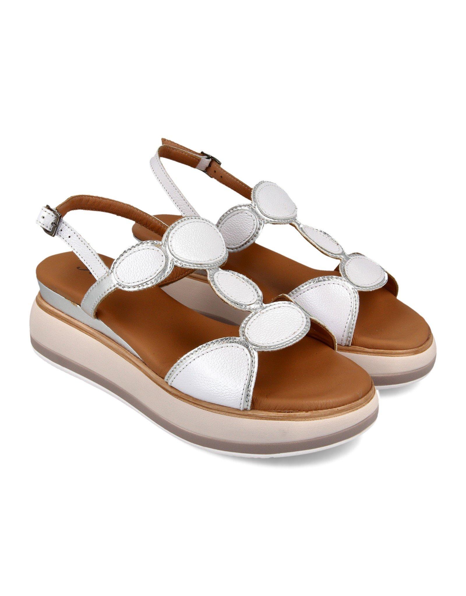 Paar Ženske kožne sandale 50709-56, Srebrne boje