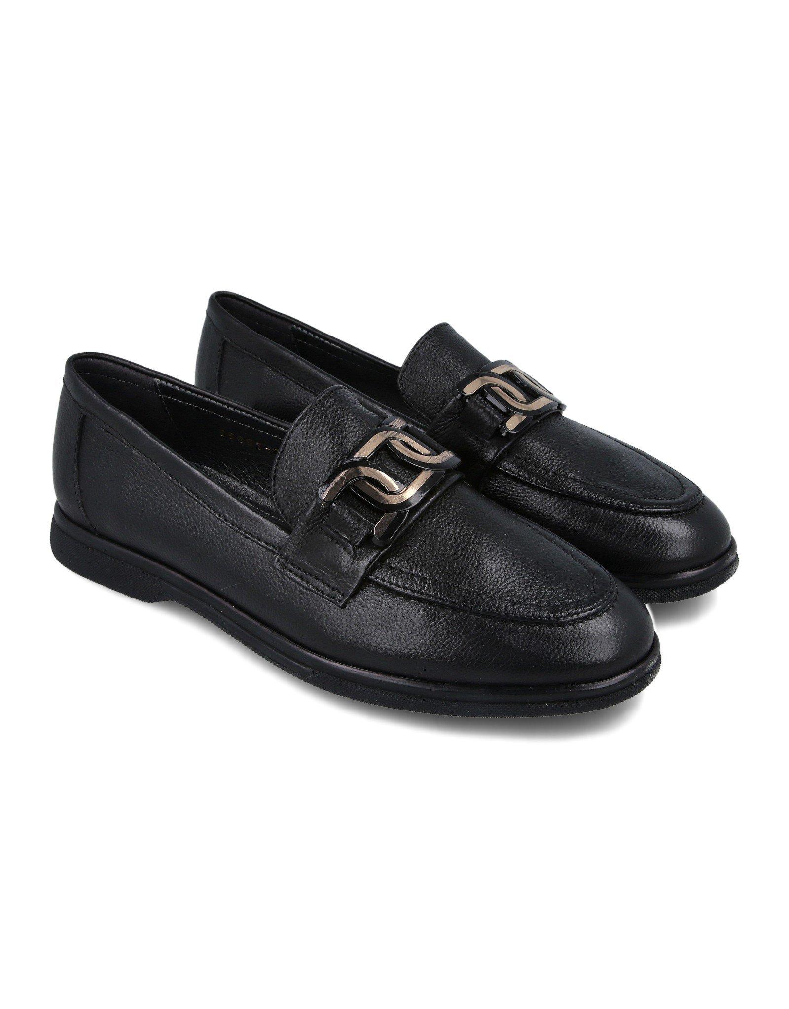 Paar Ženske kožne mokasine 55001-100, Crne