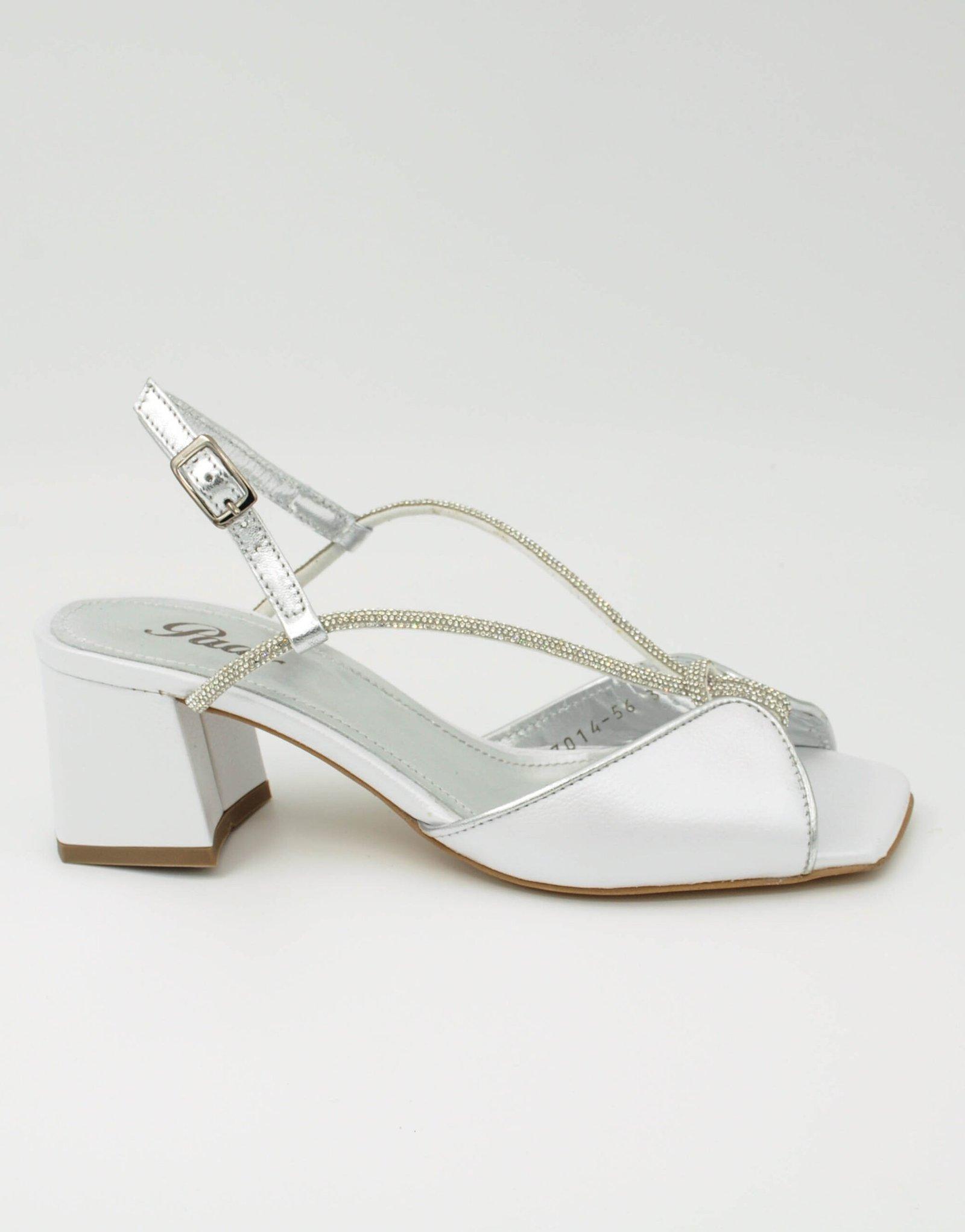 Paar Ženske kožne sandale na štiklu 37014-56, Bele