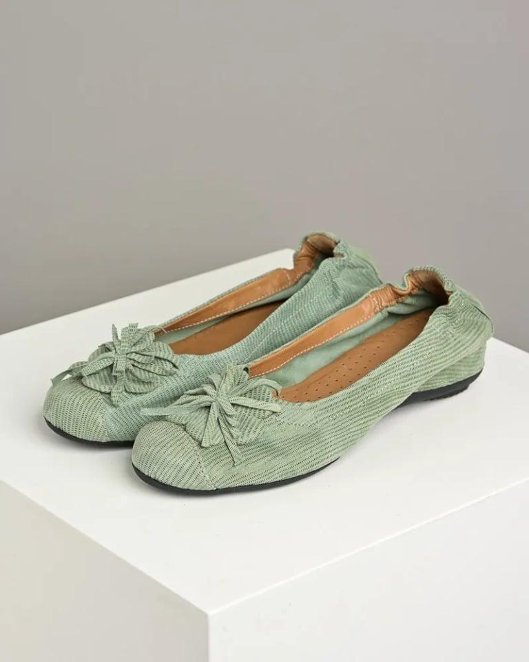 Ženske kožne baletanke 9482/1237 Zelene