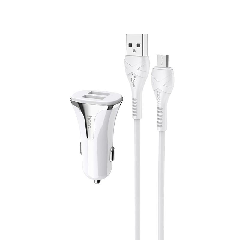 Hoco Auto punjač HOCO Z31 QC3.0 2xUSB sa micro USB kablom beli