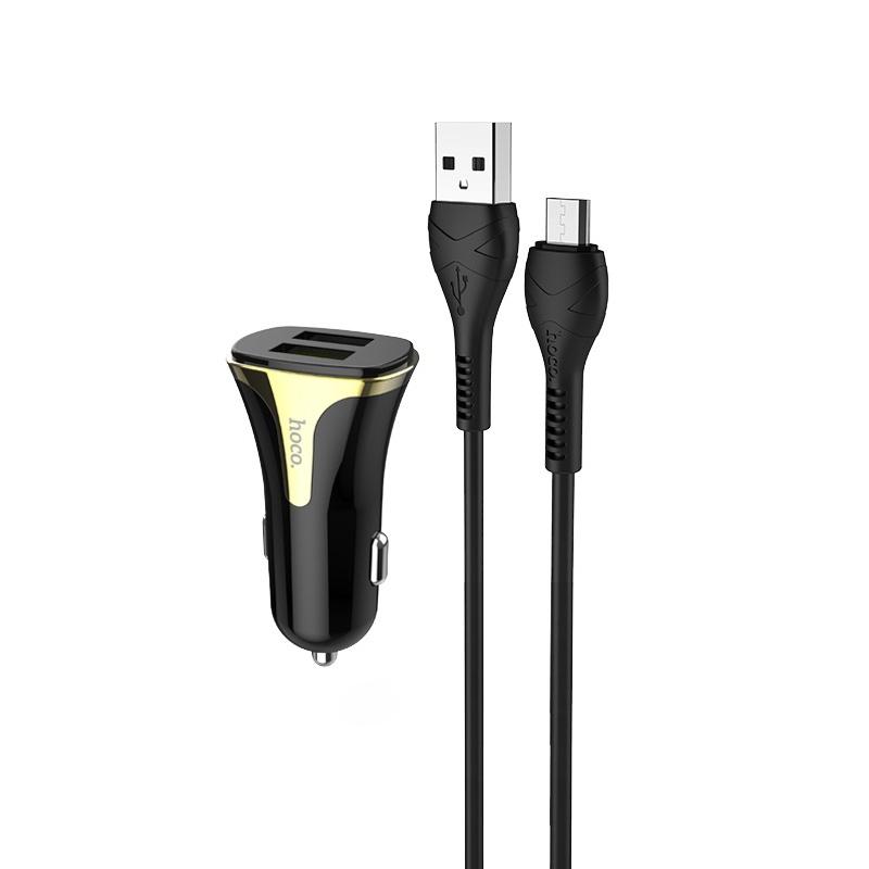 Hoco Auto punjač HOCO Z31 QC3.0 2xUSB sa micro USB kablom crni