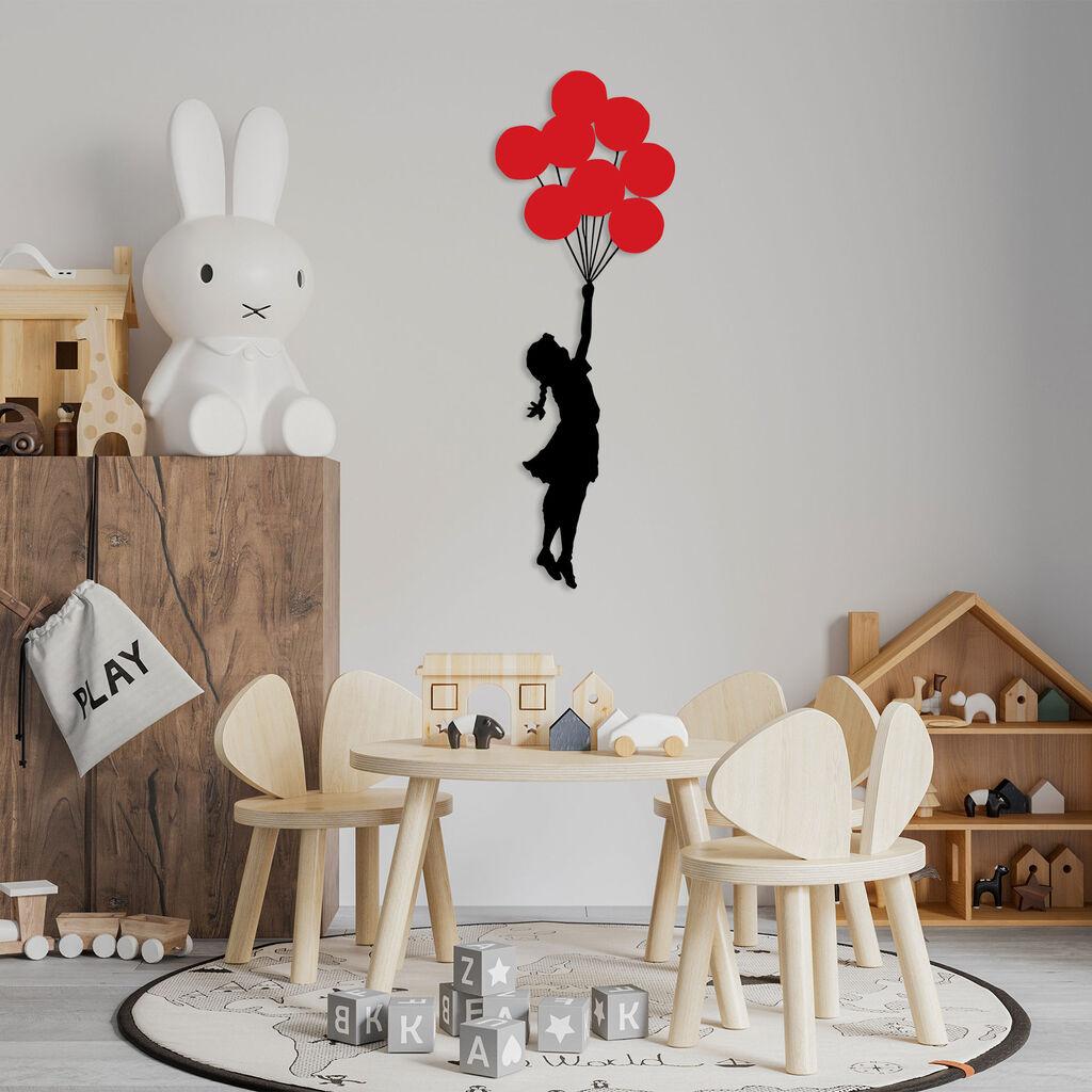 Wallity Zidna dekoracija devojčica sa balonima 100x34 cm crveno-crna
