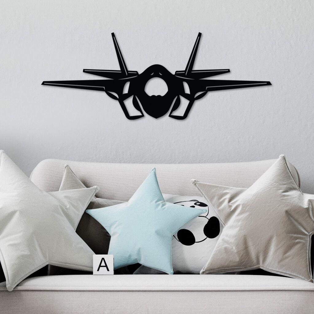 Wallity Zidna dekoracija F-35 Jet Fighter, 60 x 23 cm,  Crna