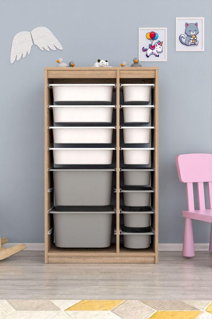 Hanah Home Višenamenska komoda Montana Xs 2D4N8U, 69 x112.2 x29.6 cm, Braon-belo-siva