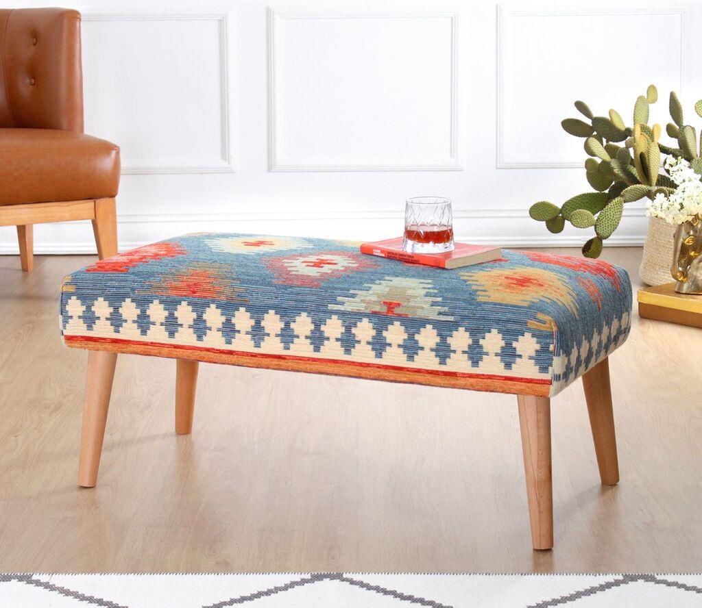 Atelier del Sofa Klupa Beshir, 91x46x42 cm, Plava