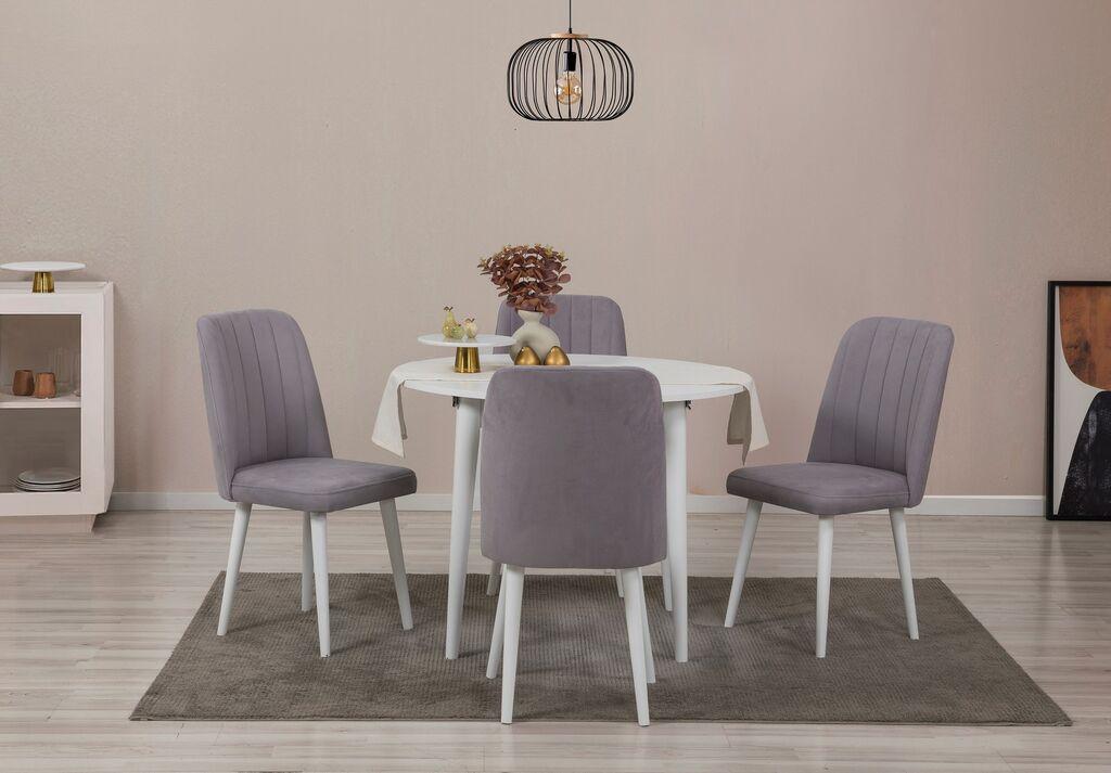 Hanah Home Set Trpezarijski sto i 4 trpezarijske stolice Vina 0701, Sivi