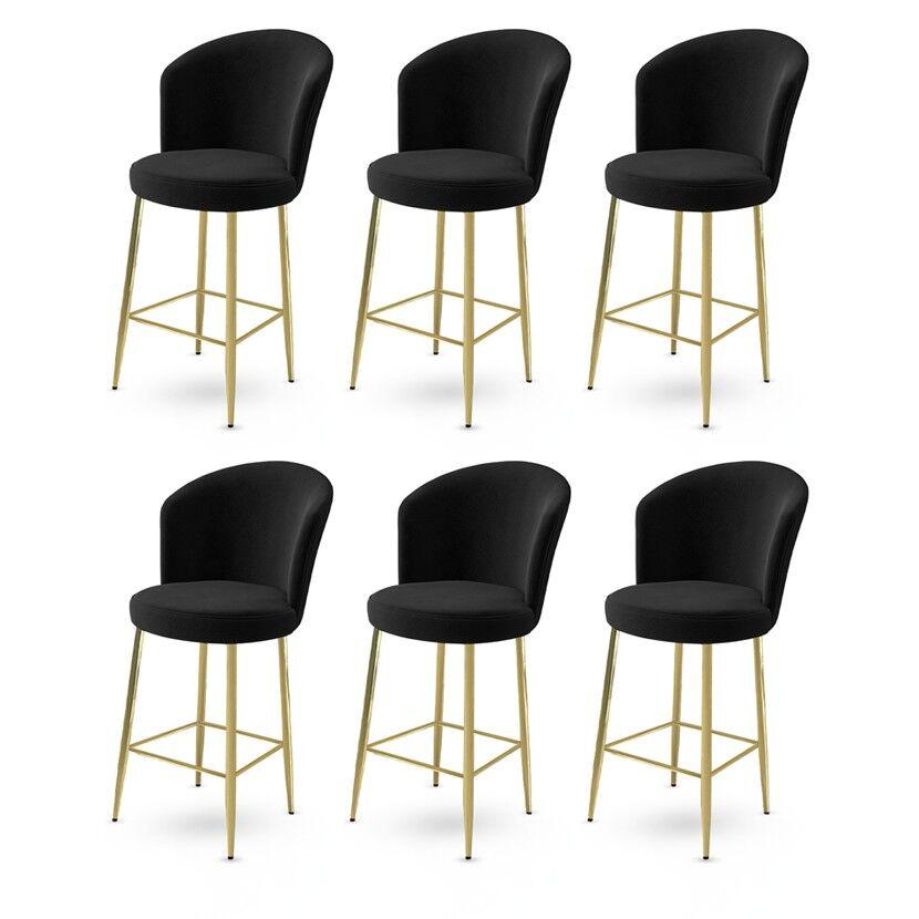 Hanah Home Set barskih stolica Fora, 6 komada, Crno-zlatni