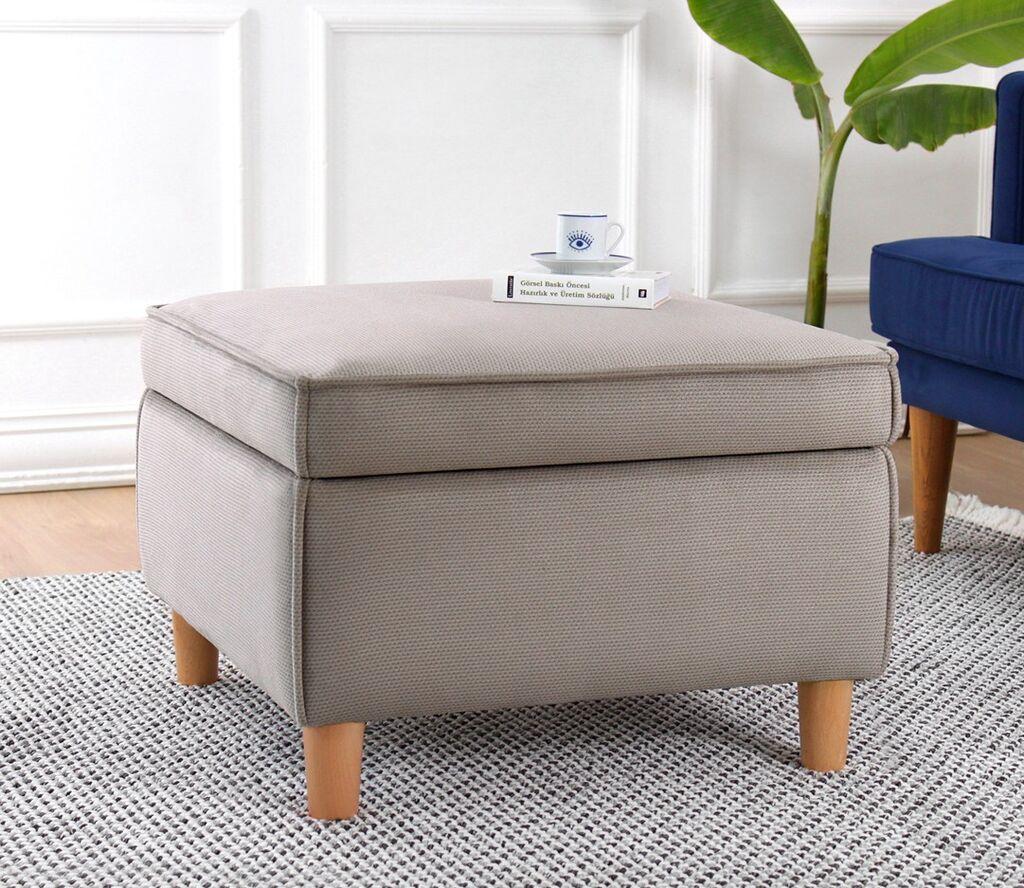 Atelier del Sofa Tabure Roscen, 63x43x63cm, Svetlosivi