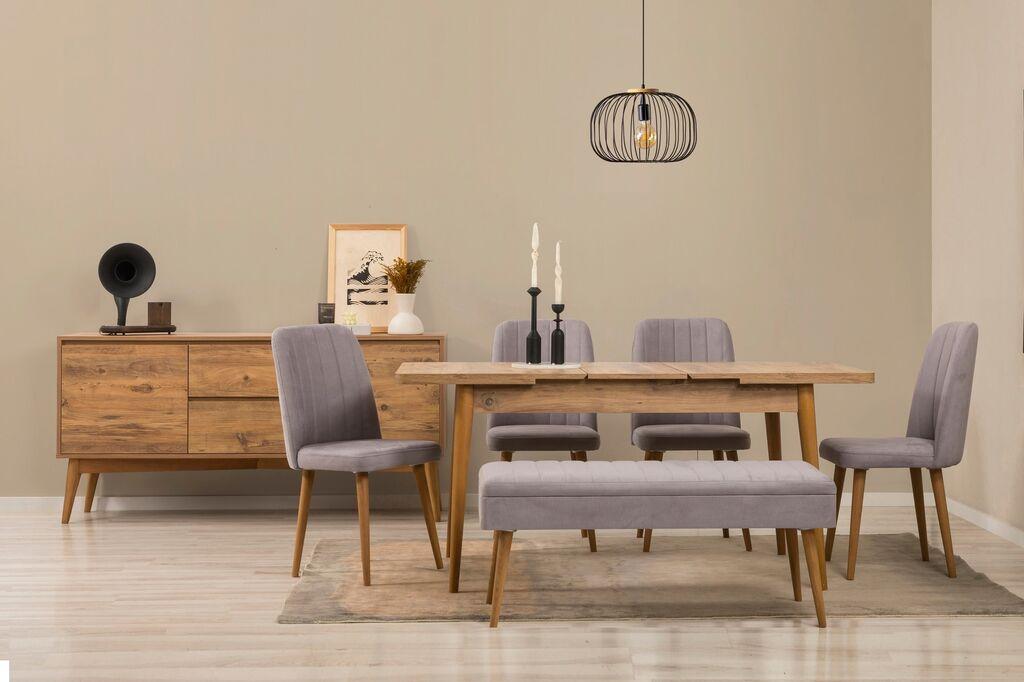 Hanah Home Trpezarijski set Vina Bench 03 0701, 7 delova, Sivi