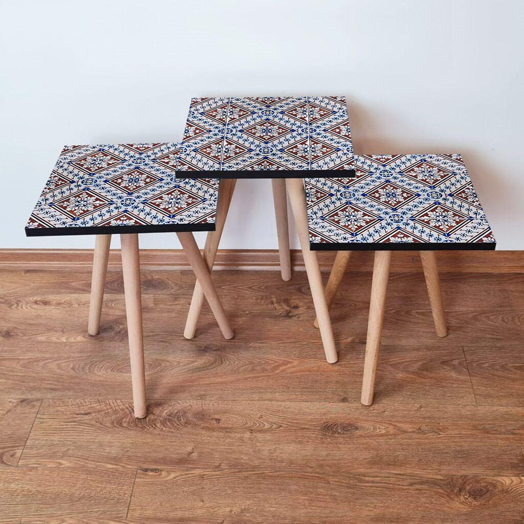Hanah Home Set klub stočića 3Shp32, 3 komada, Šareni