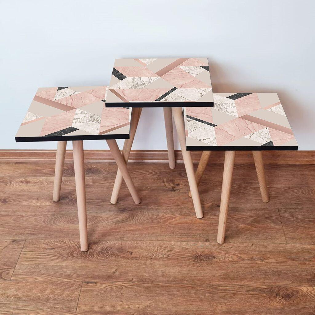 Hanah Home Set klub stočića 3Shp317, 3 komada, Šareni