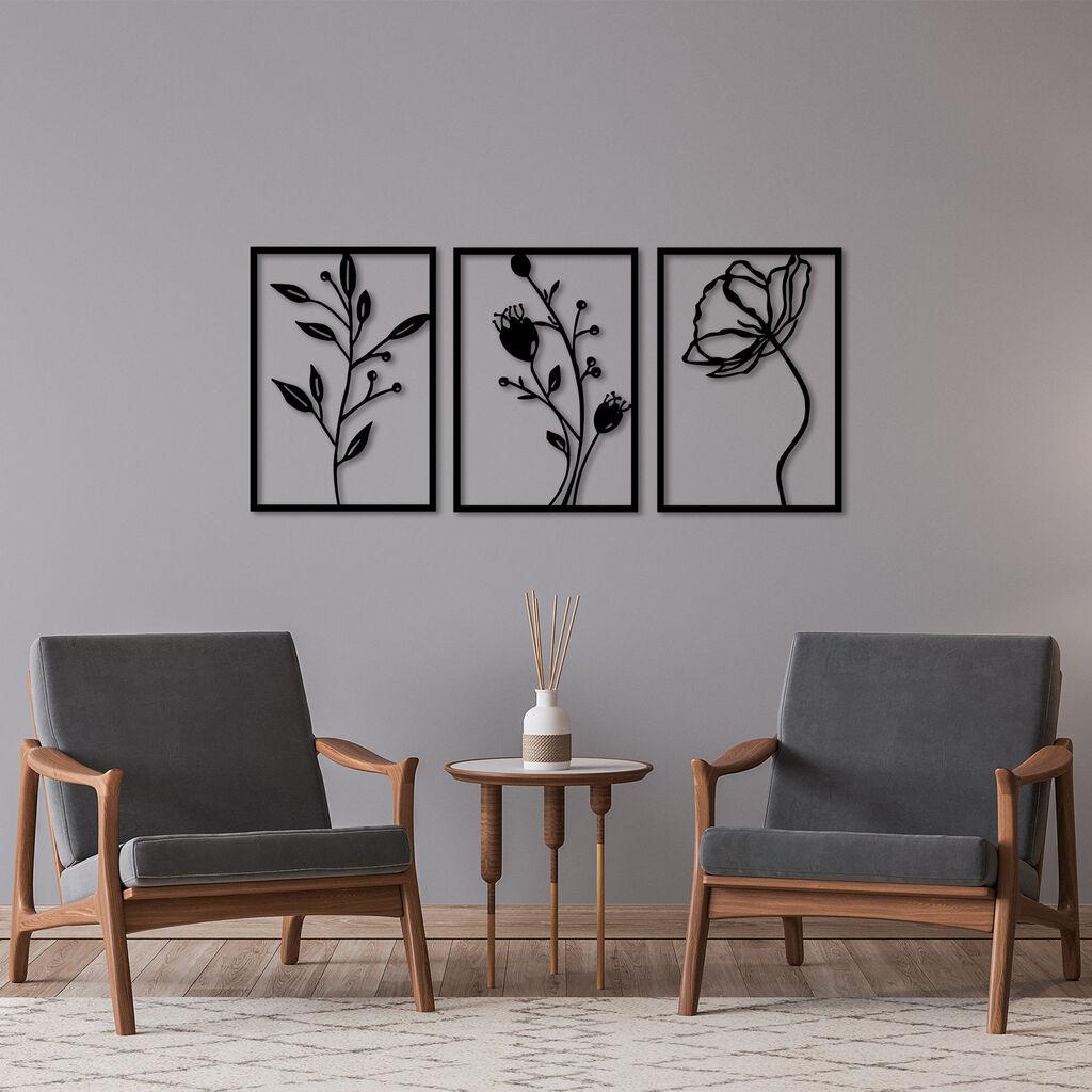Wallity Zidna dekoracija Flowers-311, Crna