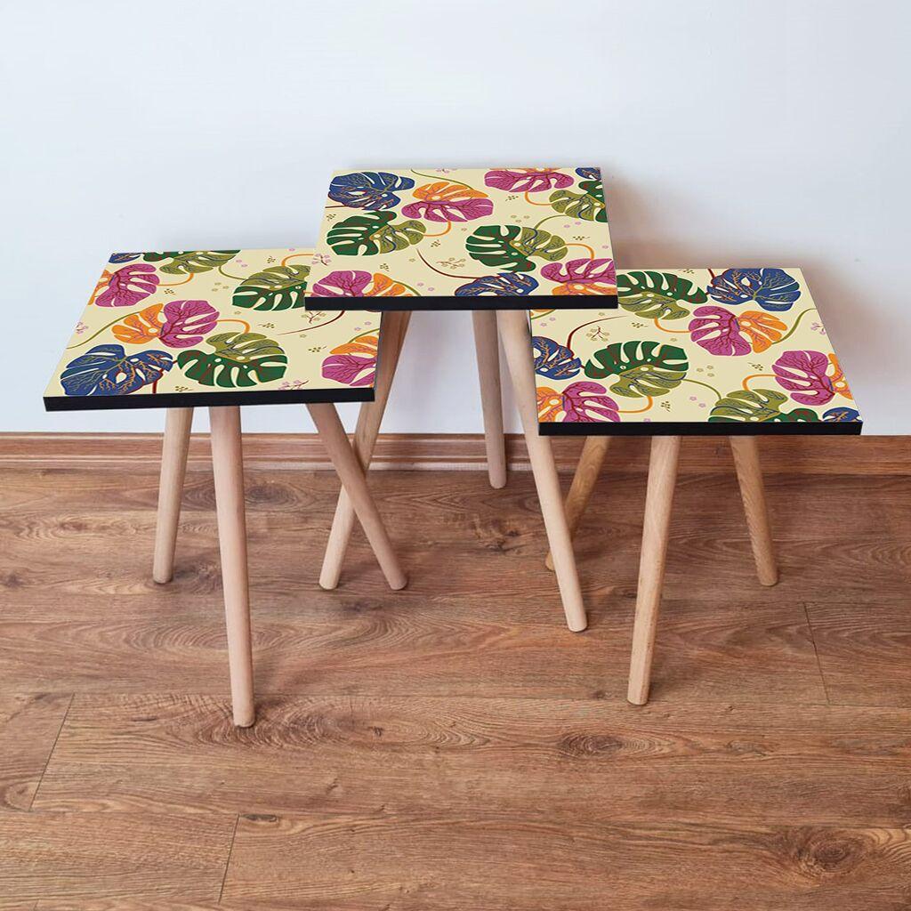 Hanah Home Set klub stočića 3Shp139, 3 komada, Šareni