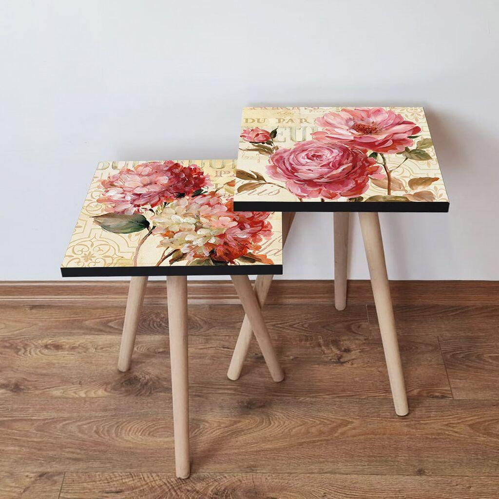 Hanah Home Set klub stočića 2Shp301, 2 komada, Šareni
