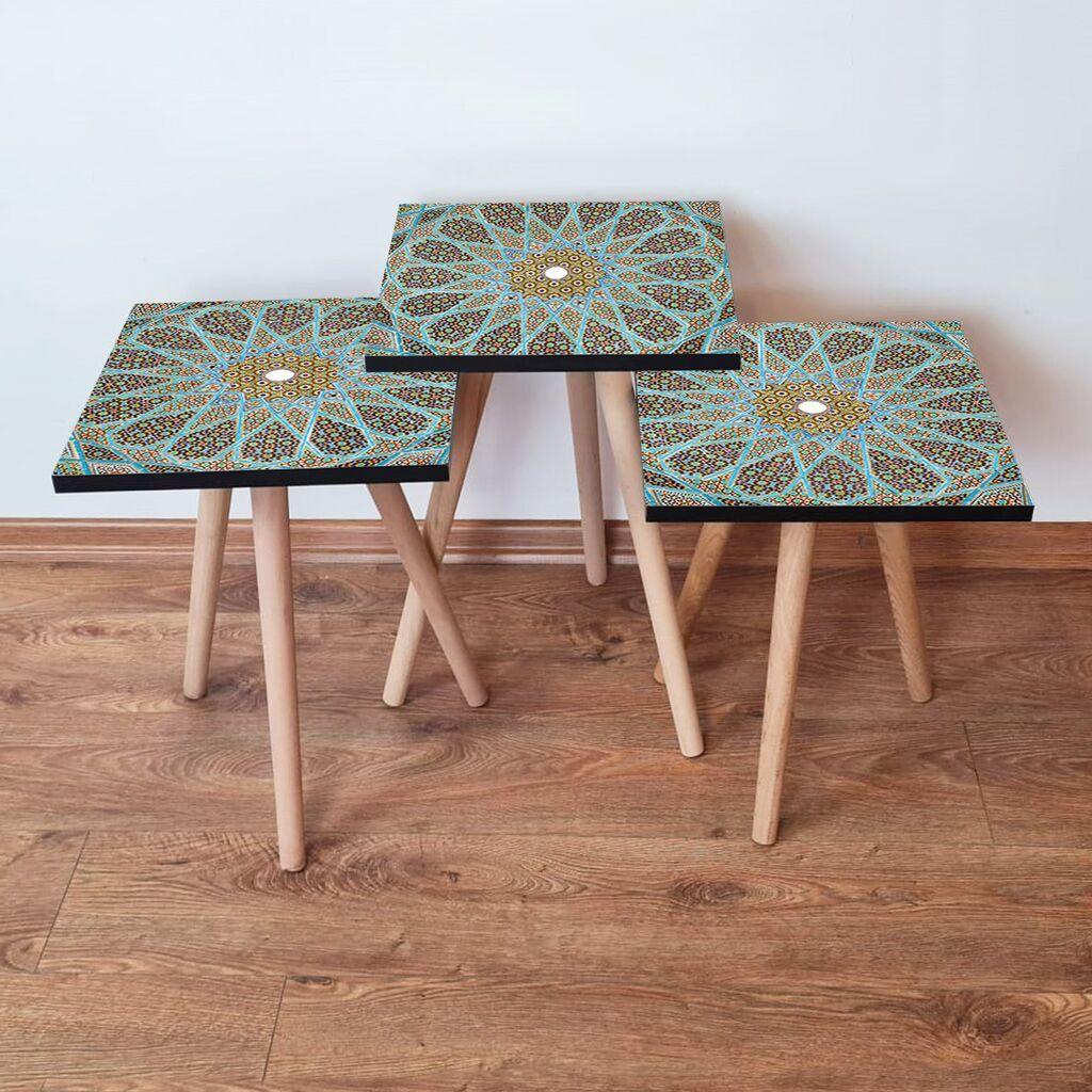 Hanah Home Set klub stočića 3Shp340, 3 komada, Šareni