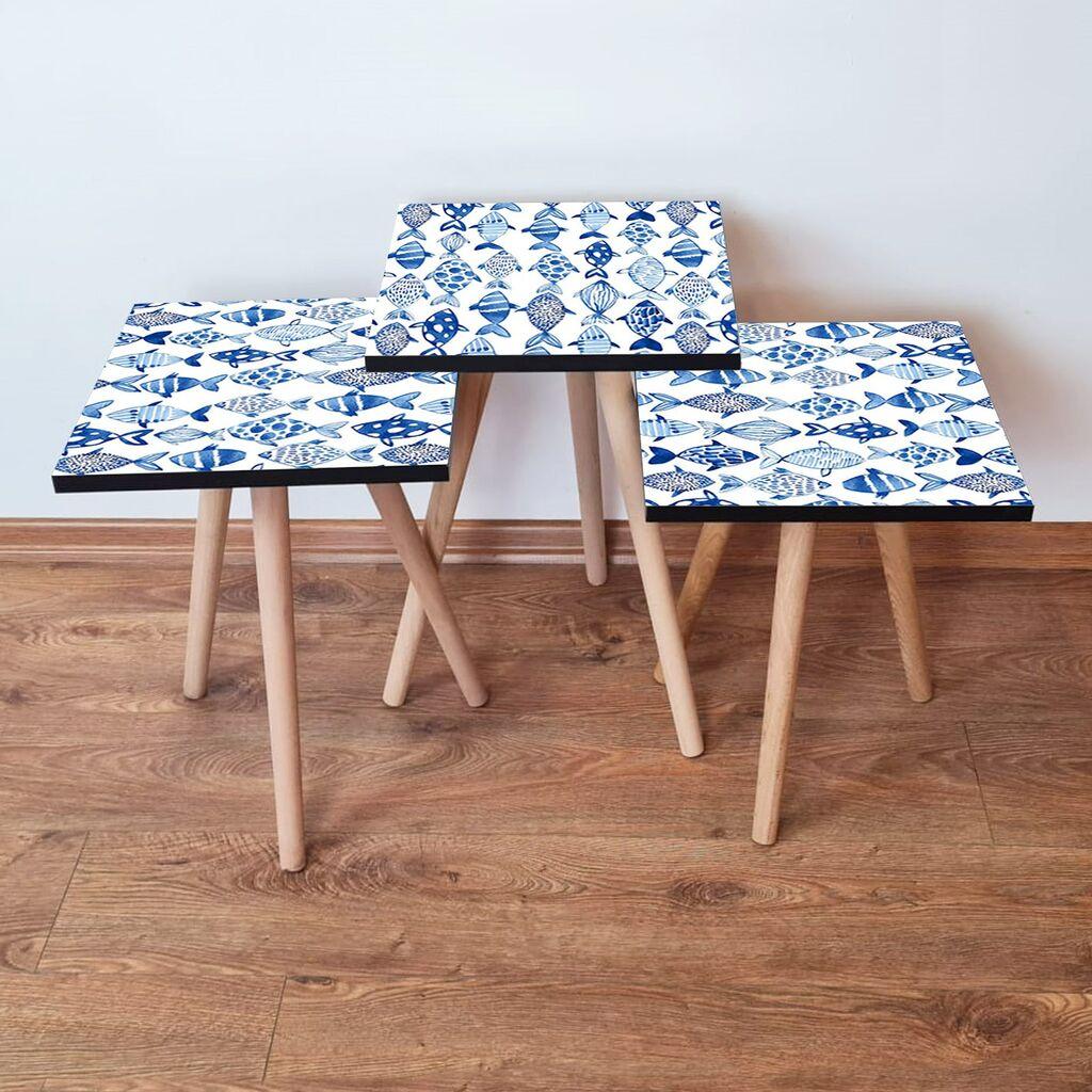 Hanah Home Set klub stočića 3Shp277, 3 komada, Šareni