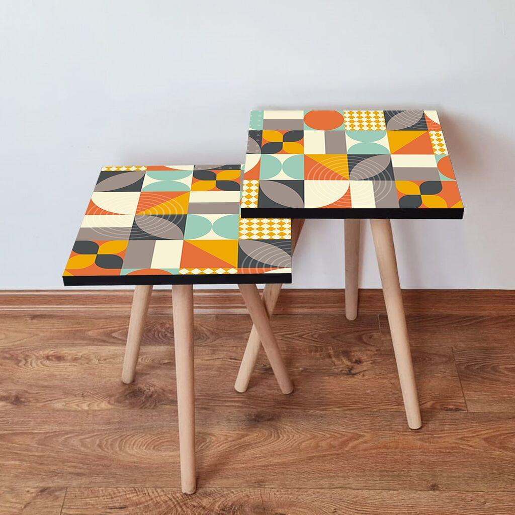 Hanah Home Set klub stočića 2Shp434, 2 komada, Šareni