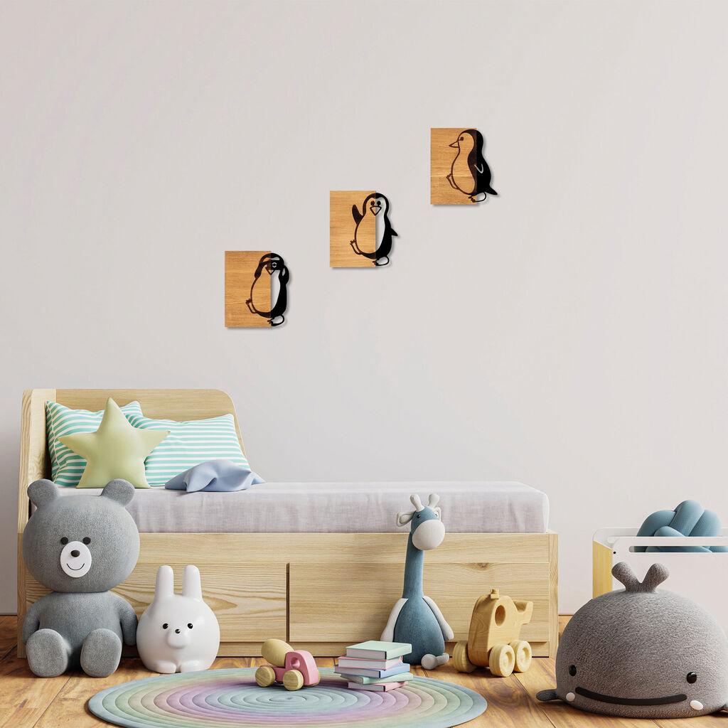 Wallity Zidna dekoracija Penguins - 336, 22 x 3 x 25 cm,  Crna