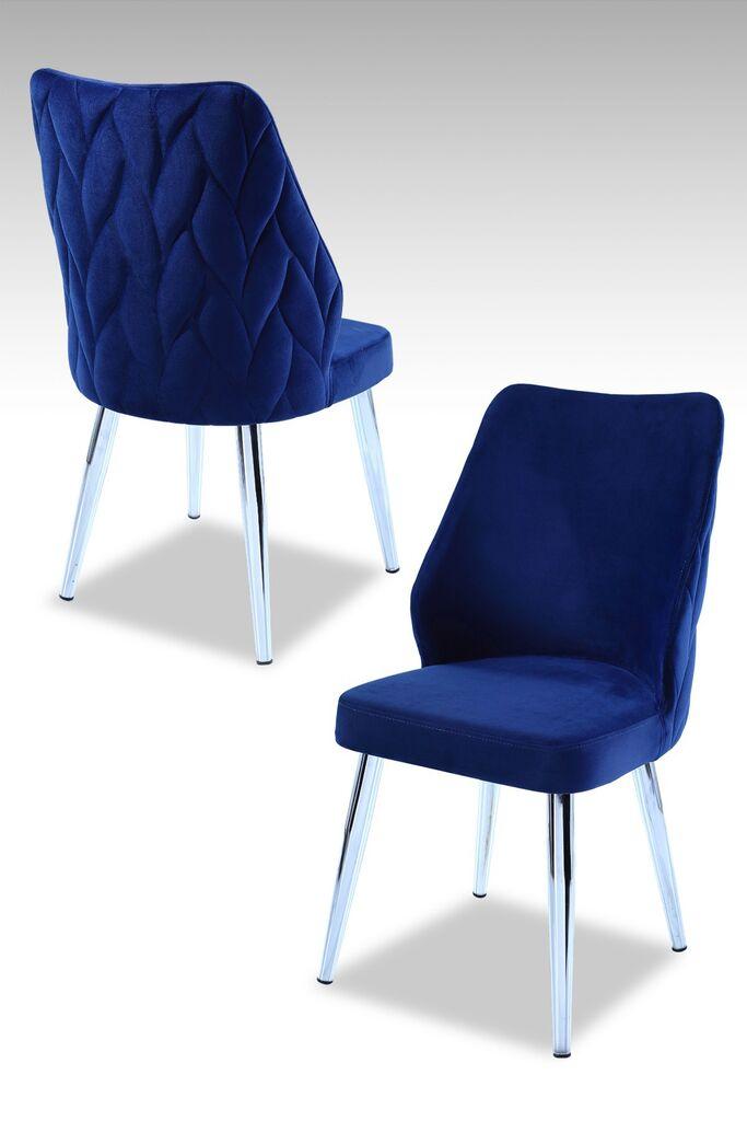 Hanah Home Set stolica Pufi, 48x90x43 cm, 4 komada, Srebrno-teget boje