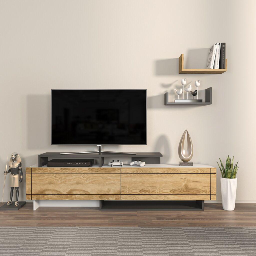 Hanah Home TV Komoda Tammy, 180x54x36,8 cm, Belo-Hrast