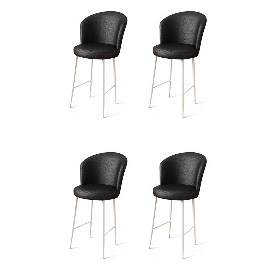 Hanah Home Set barskih stolica Uras, 4 komada, Crno-beli