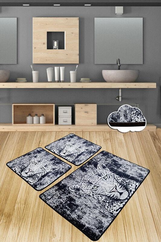 L'essentiel Maison Kupatilski otirač Tiger, 3 komada, Crno-sivi