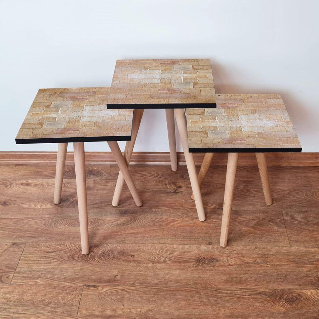 Hanah Home Set klub stočića 3Shp223, 3 komada, Šareni