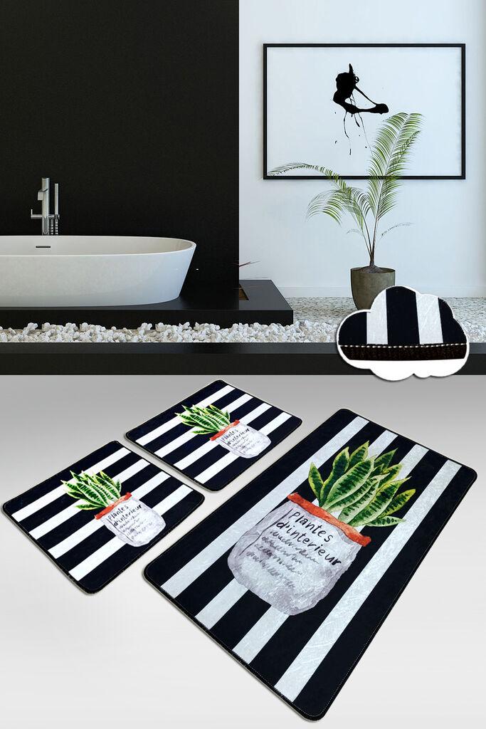 L'essentiel Maison Kupatilski otirač Aloevera, 3 komada, Crno-beli