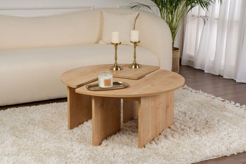 Nordure Klub sto Moira, O90x41cm, Braon