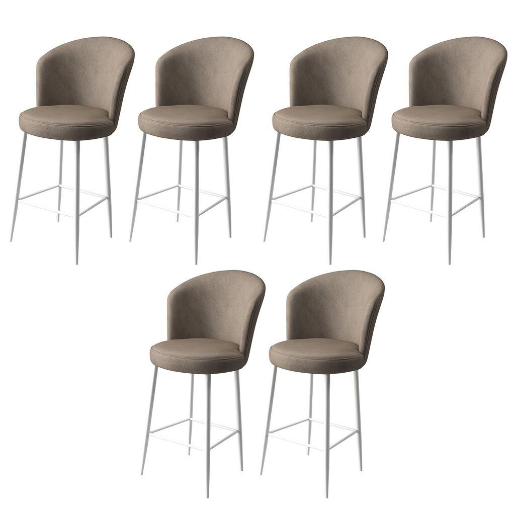 Hanah Home Set barskih stolica Alte, 6 komada, Bež-beli