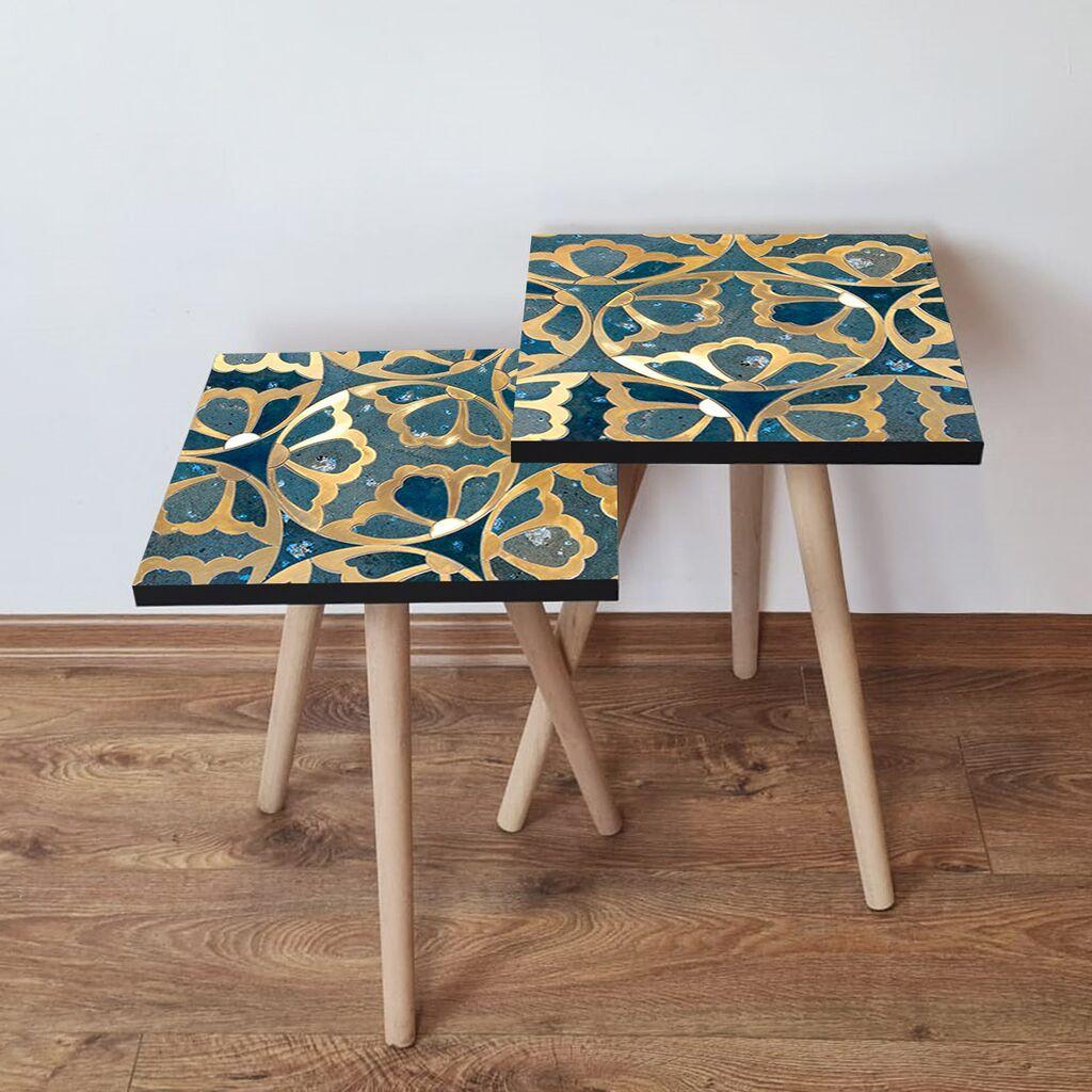 Hanah Home Set klub stočića 2Shp487, 2 komada, Šareni