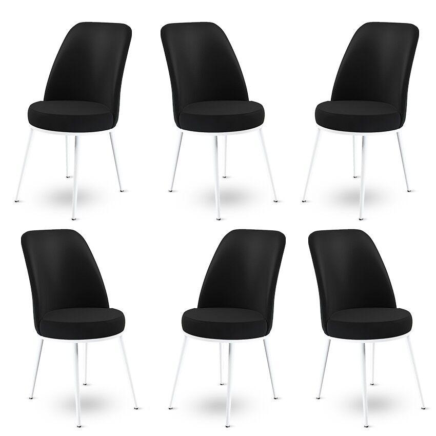 Hanah Home Set stolica Dexa, 45x89x42 cm, 6 komada, Crno-bele