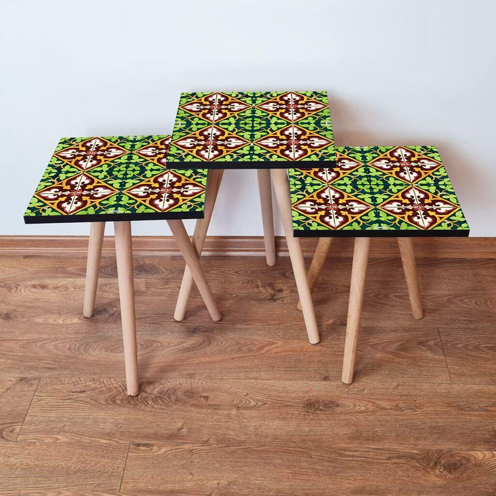 Hanah Home Set klub stočića 3Shp49, 3 komada, Šareni