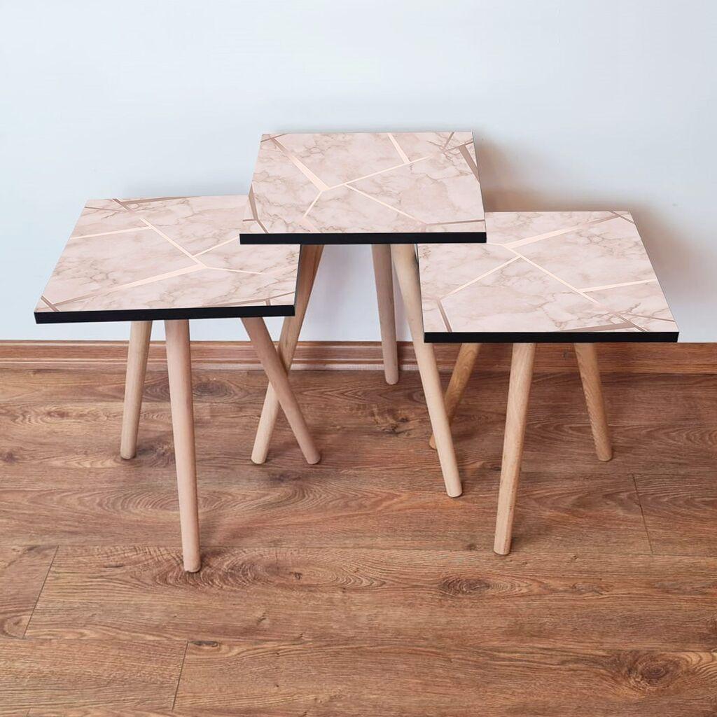 Hanah Home Set klub stočića 3Shp187, 3 komada, Šareni
