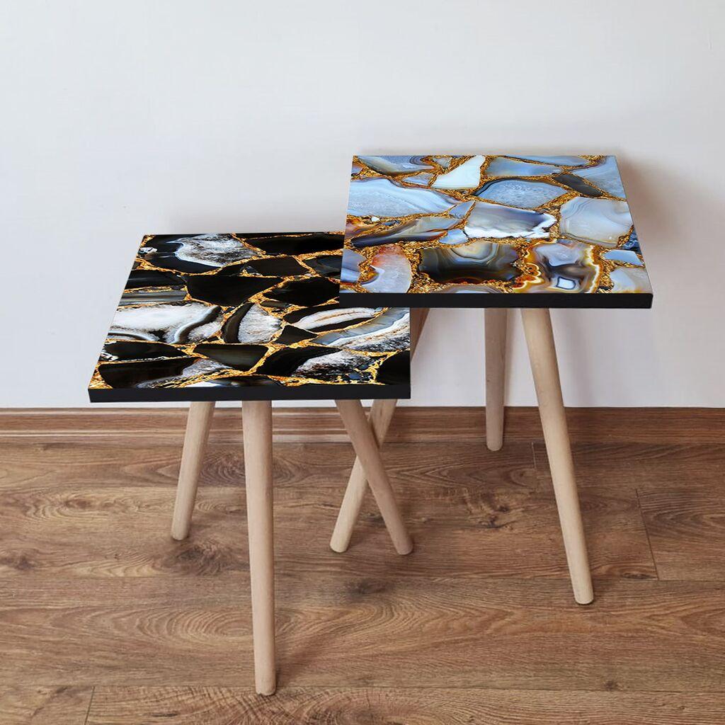 Hanah Home Set klub stočića 2Shp292, 2 komada, Šareni