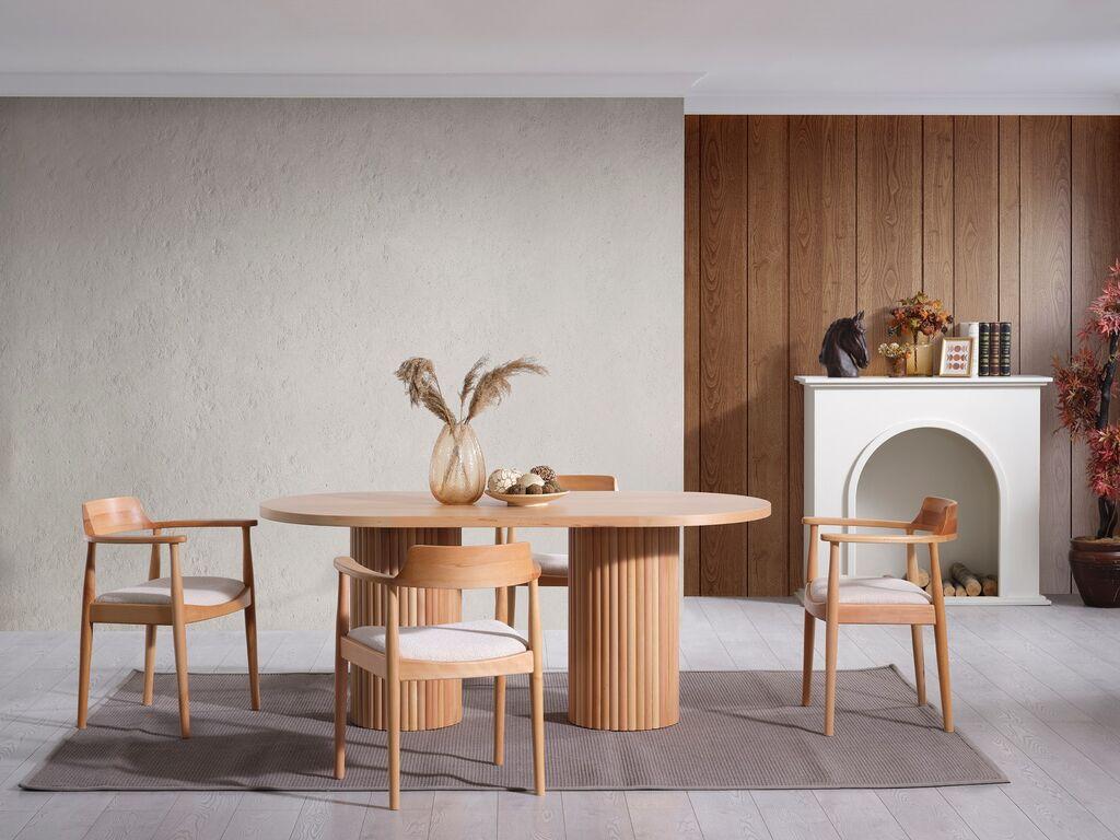Hanah Home Trpezarijski sto i stolice Napoli, 170x90x75 cm, 4 stolice, Smeđi