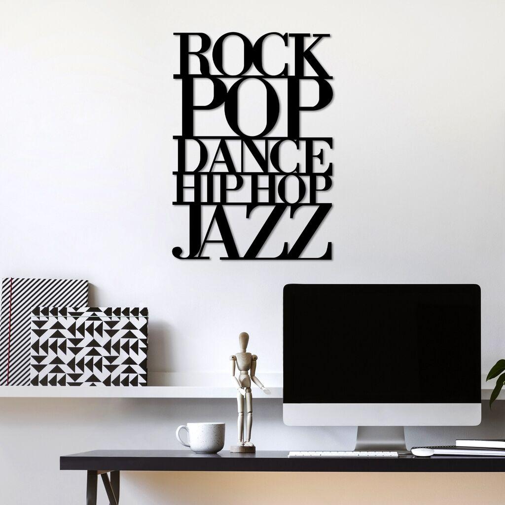 Wallity Zidna dekoracija We Love Music - L, 70 x 49 cm,  Crna
