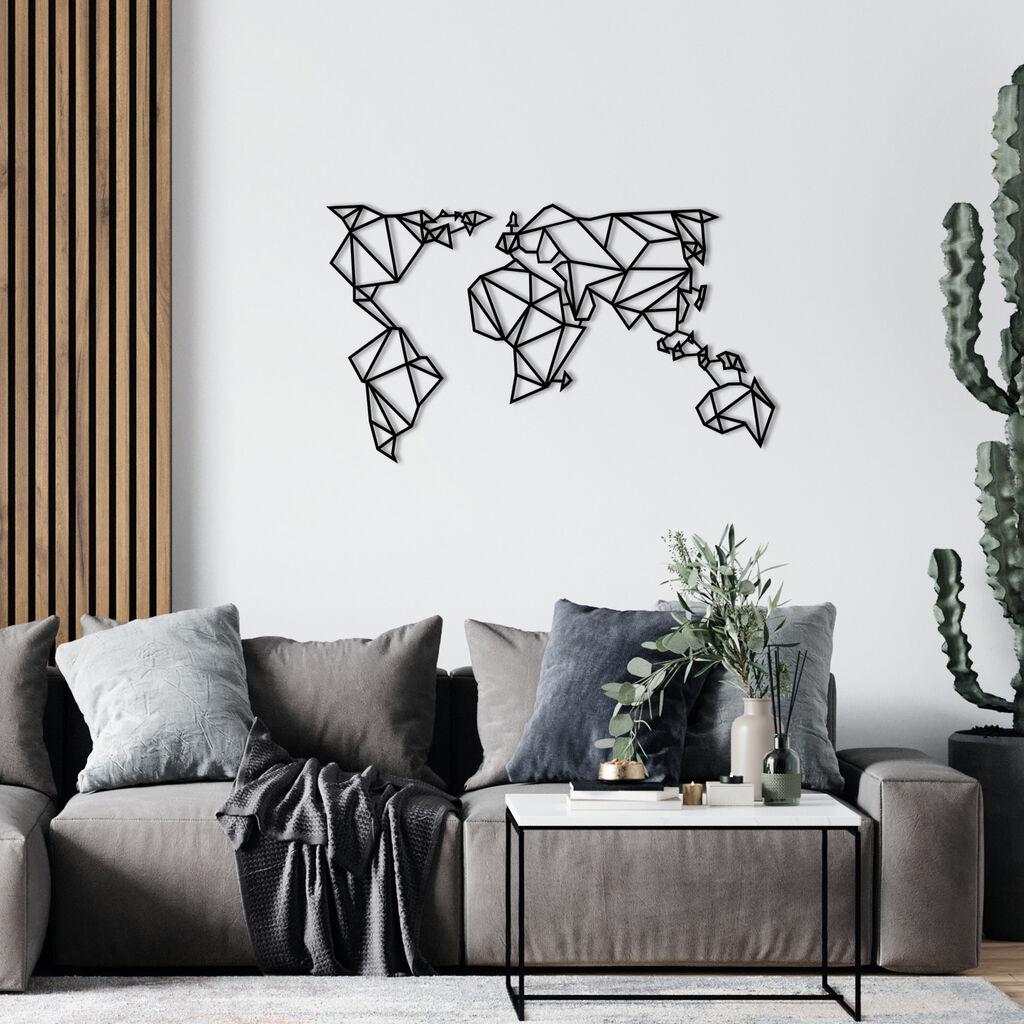 Wallity Zidna dekoracija World Map, 100x59 cm, 1.2mm, Crna