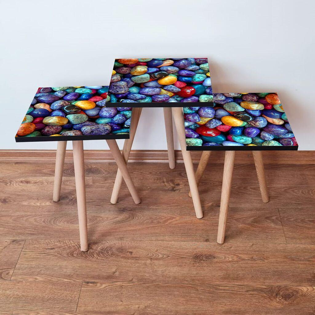 Hanah Home Set klub stočića 3Shp18, 3 komada, Šareni