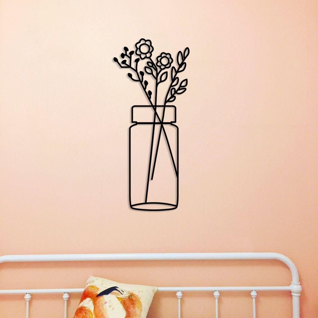 Wallity Zidna dekoracija Flower 5, 58x61 cm, 1.5 mm, Crna