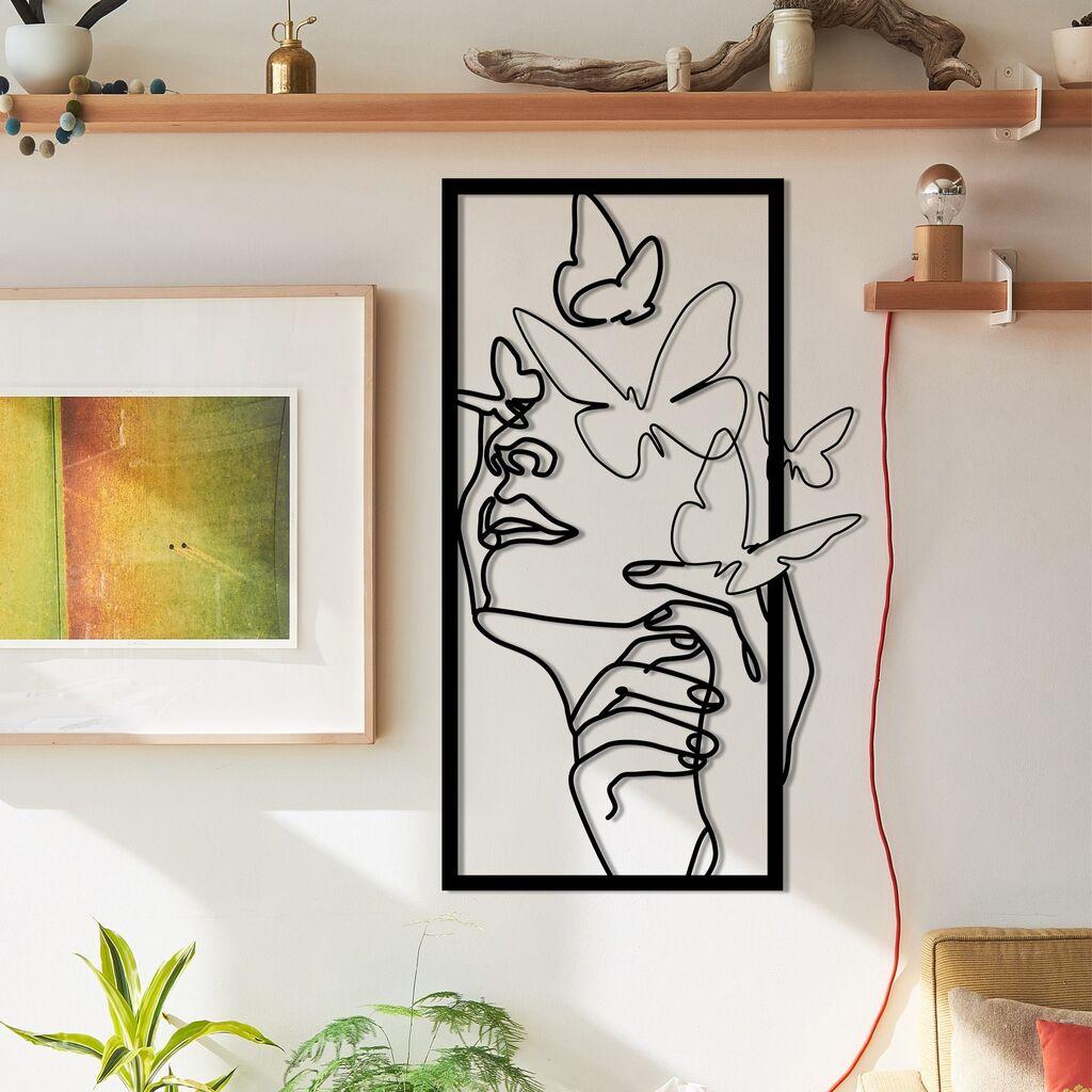 Wallity Butterfly Face Female Zidna dekoracija, 35.5x60cm