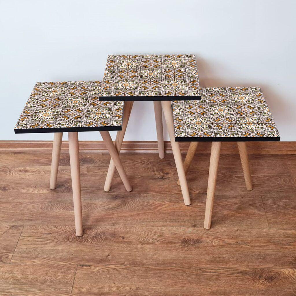 Hanah Home Set klub stočića 3Shp33, 3 komada, Šareni