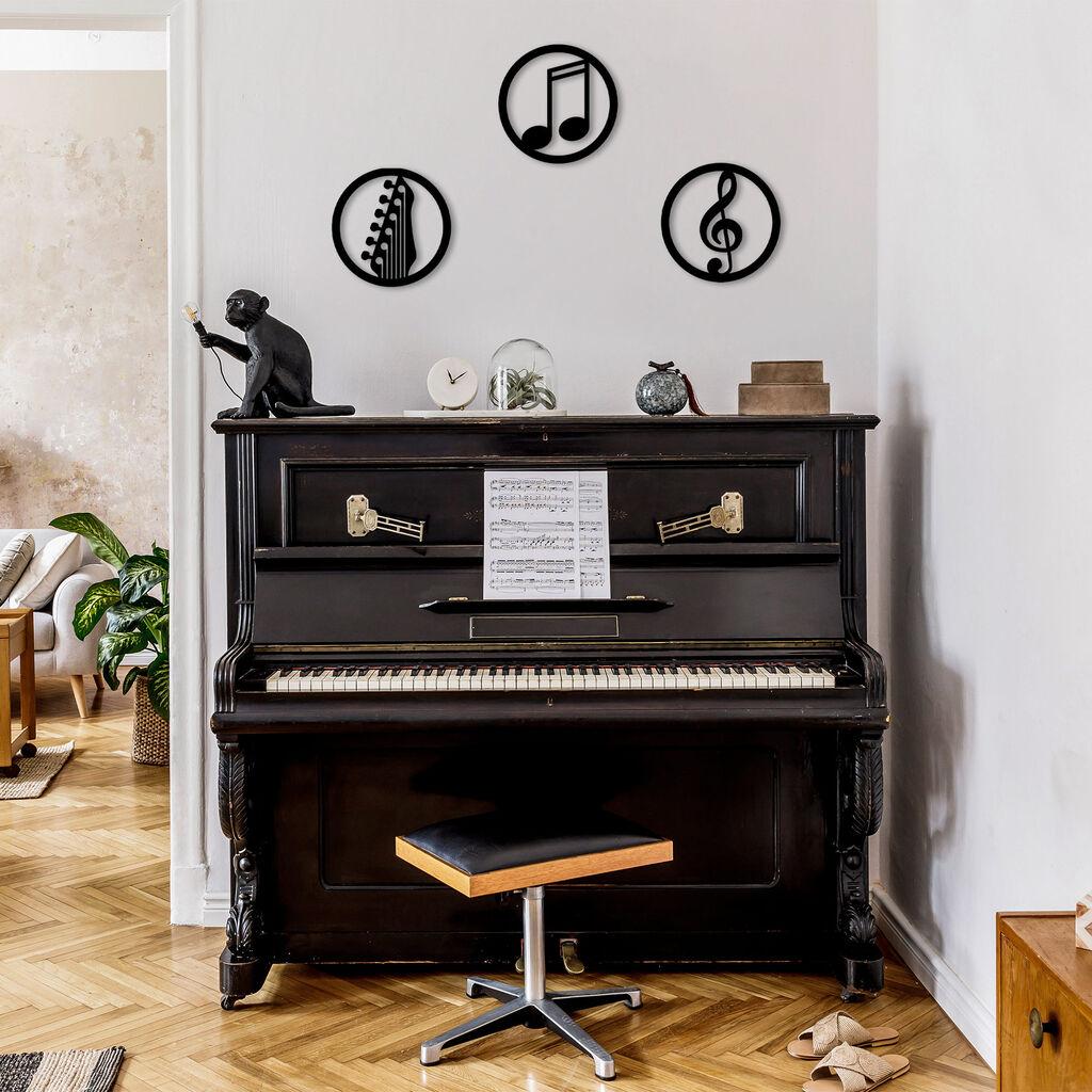 Wallity Set zidnih dekoracija Just Music-295, 25 cm, 1 mm, 3 komada, Crna